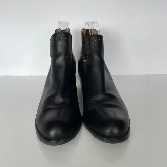 MIZ Mooz Nicole Ankle Booties Leather Studded Black 6.5 - Picture 6 of 9